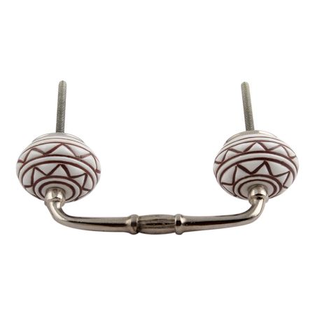 Brown Etched Ceramic Floral Bridge Handle